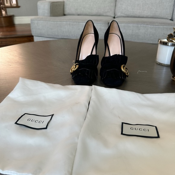 Gucci double G marmont suede pumps black size 37.5 (IT) 7.5 US - Picture 3 of 5